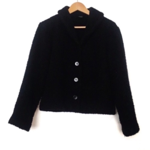Eileen Fisher Jackets & Blazers - Eileen Fisher Black Wool Button Coat Jacket Small